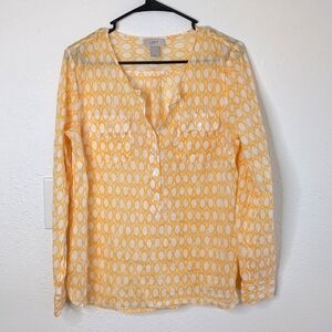 LOFT Women's Yellow  Top Blouse  long sleeve size Medium
